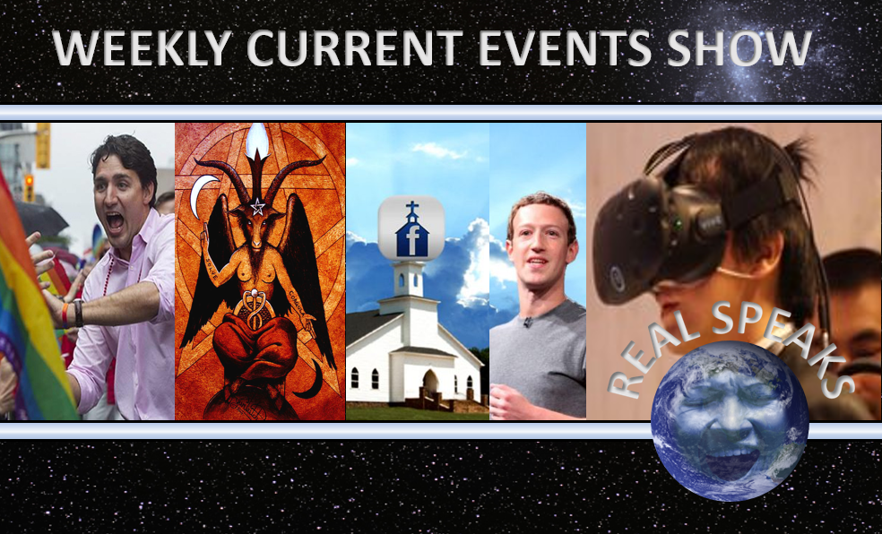Facebook church, Virtual Reality Weddings in Japan, Genetic Mutation, Transmania, Global Warming Hoax on this weeks Real Speaks Current Events Show.
