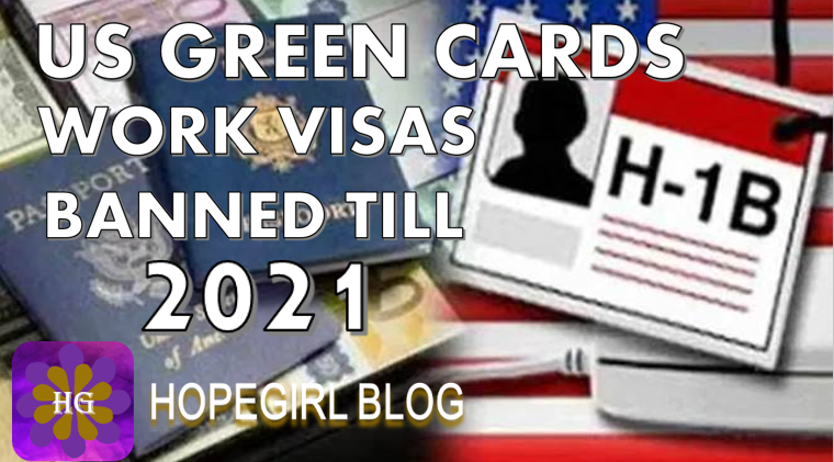 US Green Cards and Work Visa’s Banned till 2021