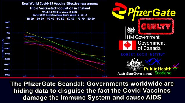 The PfizerGate Scandal: Governments worldwide are hiding data to disguise the fact the Covid Vaccines damage the Immune System and cause AIDS
