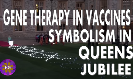 Gene Therapy in Vaccines Symbolism from the Globalists: The Queen lights up a DNA strand on the lawn during Jubilee.