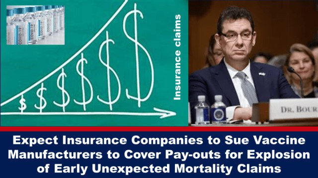 Expect Insurance Companies to sue Vaccine Manufacturers to cover pay-outs for explosion of early unexpected Mortality Claims