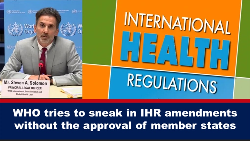 WHO tries to sneak in IHR amendments without the approval of member states