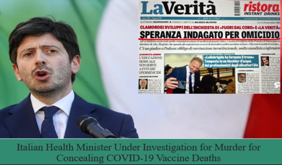 Italian Health Minister Under Investigation for Murder for Concealing COVID-19 Vaccine Deaths.