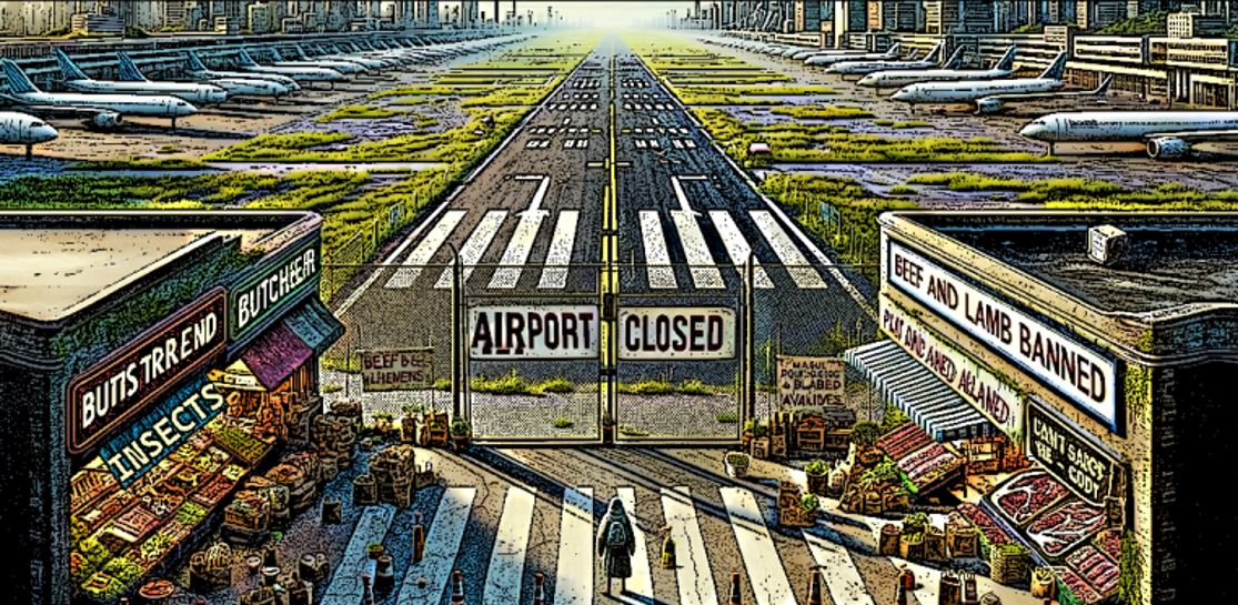 All UK Airports will close by 2029 & Beef and Lamb will be banned for Human Consumption to meet Climate Scam Targets according to UK Gov. Report