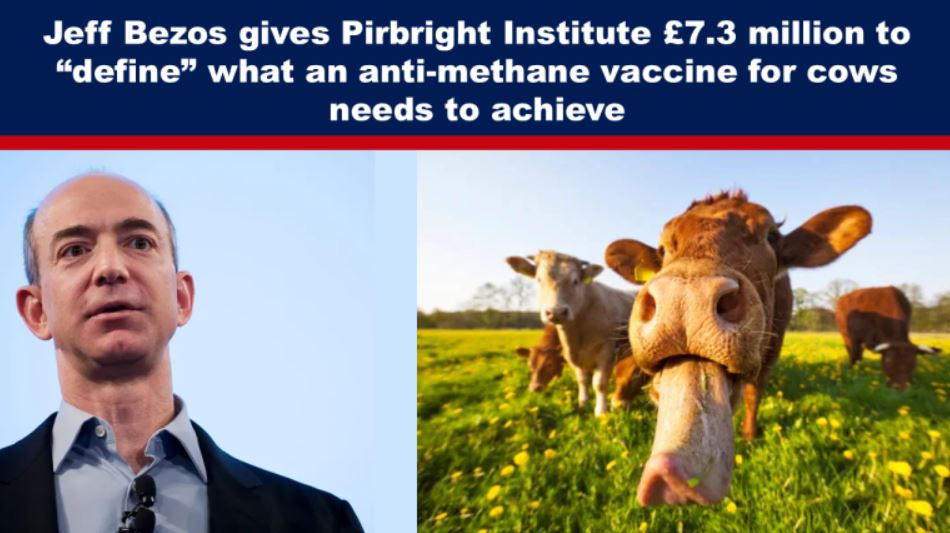 Jeff Bezos gives Pirbright Institute £7.3 million to “define” what an anti-methane vaccine for cows needs to achieve