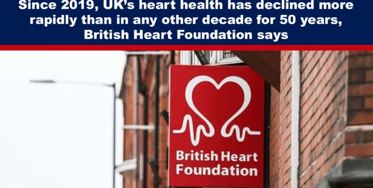 Since 2019, UK’s heart health has declined more rapidly than in any other decade for 50 years, British Heart Foundation says