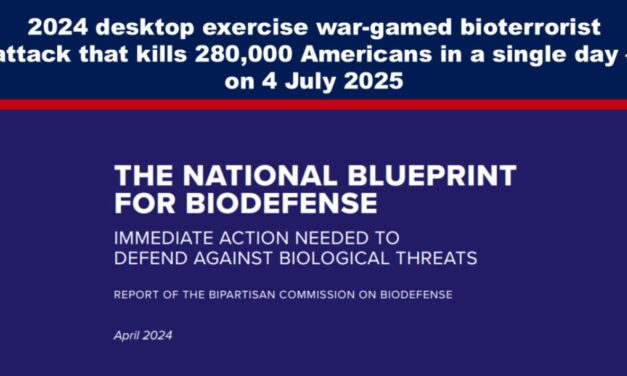 2024 desktop exercise war-gamed bioterrorist attack that kills 280,000 Americans in a single day – on 4 July 2025