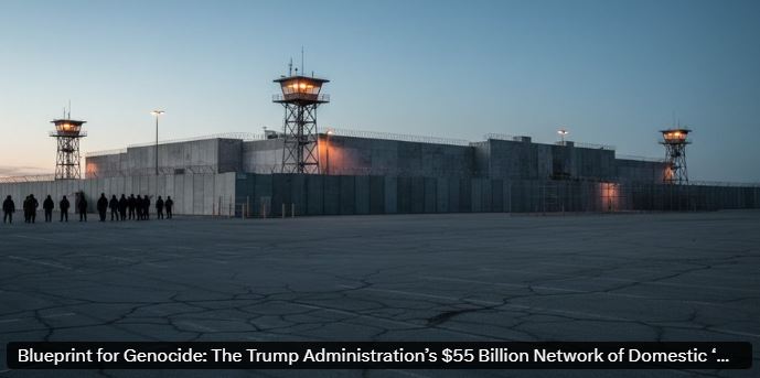 Full article with detailed research links: Blueprint for Genocide: The Trump Administration’s $55 Billion Network of Domestic ‘Concentration Camps’